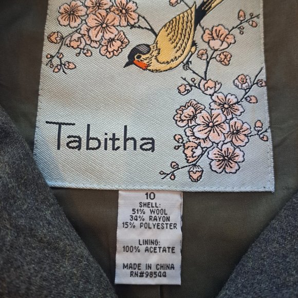 Tabitha Anthropologie Women's Olive Green Ruffle Military Wool Blend Coat Sz 10 - Picture 2 of 10